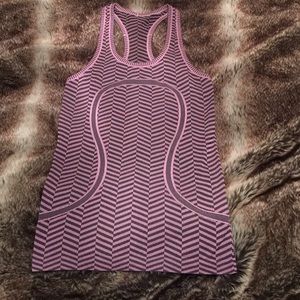 NWOT lululemon Swiftly Racerback pink black sz 4