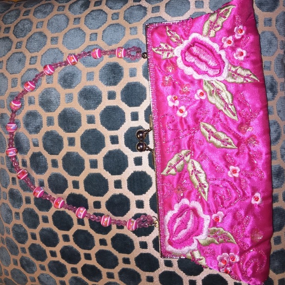 Beaded pink clutch! NWOT