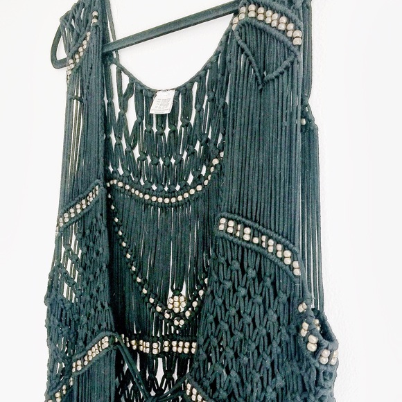 ✨Boho Chic Weaved, Beaded, Fringe Cover Up✨ - Picture 2 of 3