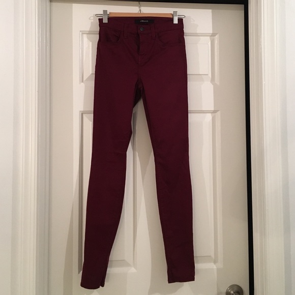 J Brand burgundy "Maria" high rise skinnies