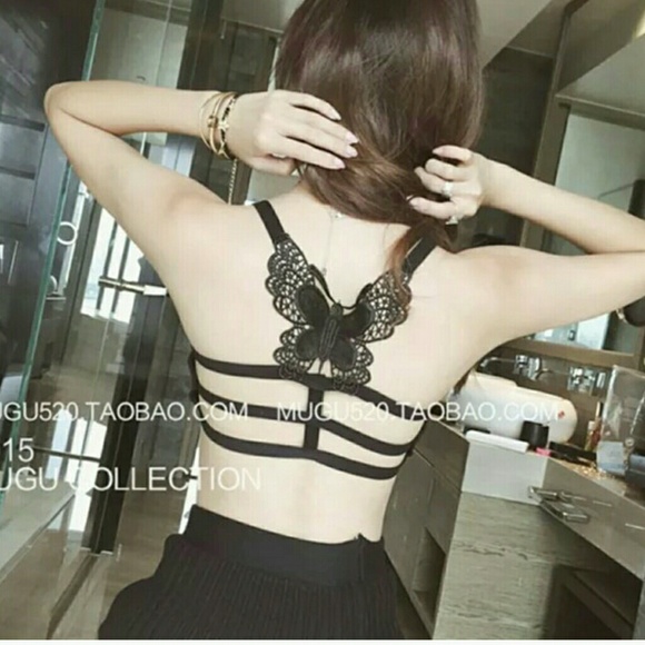 Butterfly back tank crop bra top + G-Stribg