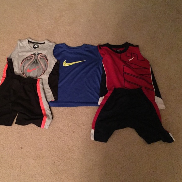 2 Toddler Nike short sets and Dri fit shirt