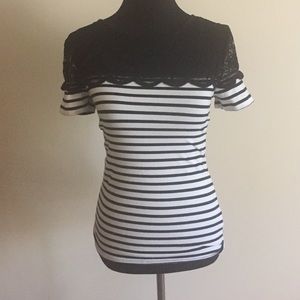 H&M Lace Shoulder Striped Top