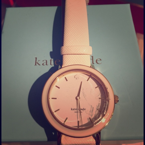 Kate Spade White Leather Strap Ceramic Dial Watch