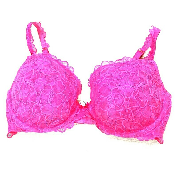Victoria's Secret Hot Pink Lace Push Up Bra