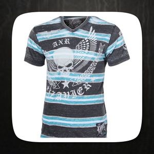 🎉Men's Party HP🆕Blue/Gray V-Neck Acid Wash Tee