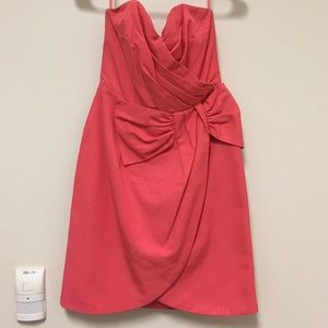 H&M Peach Pink Strapless Dress with Bow Front Sz 6