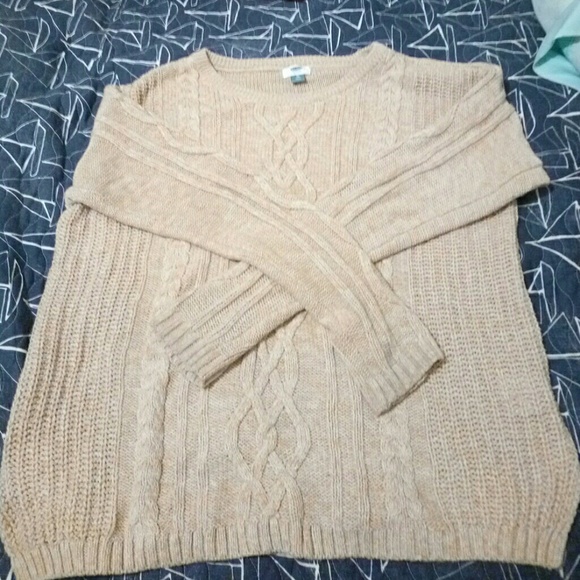 Old Navy Tan Knit Scoop Neck Sweater