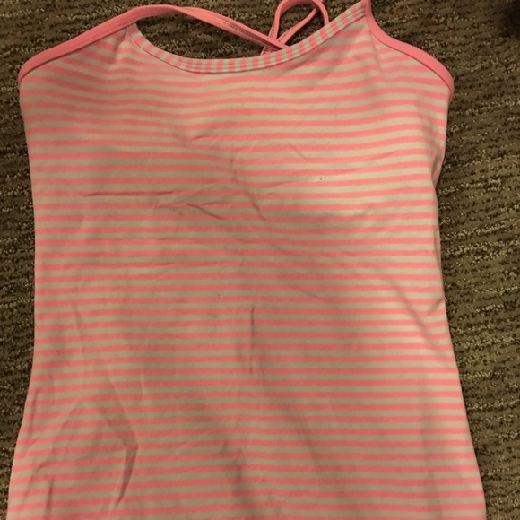 Lululemon pink and white striped top