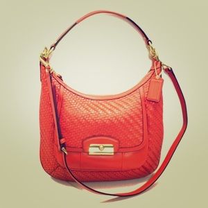 Coach Kristin Burnt Orange Woven Leather Hobo Bag