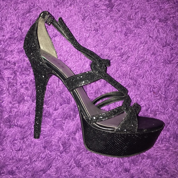 Sparkly Black Platform Heels