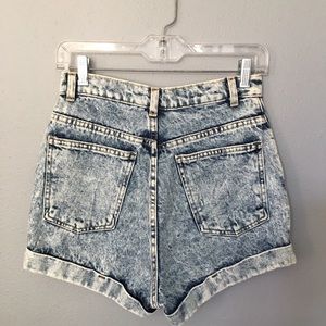 Acid Wash High-Waisted Jean Shorts