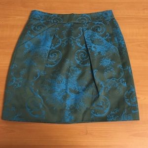 J. Crew Jacquard Print Blue Skirt w/Pockets Sz 2