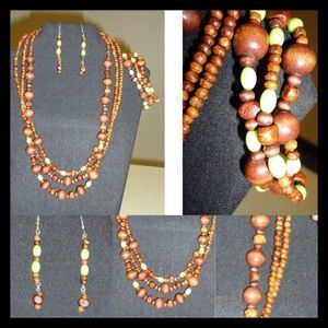 African Wooden jewelry set