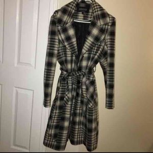 Black and white belted wool Adolfo black label.