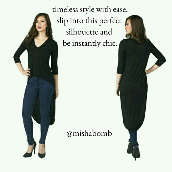 ATID high low long sleeve black top - Picture 2 of 3