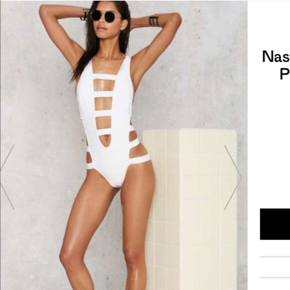 Nasty Gal Strapped Out Plunge Swimsuit- White