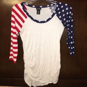 Rue 21 American Flag Shirt 3/4 Sleeve
