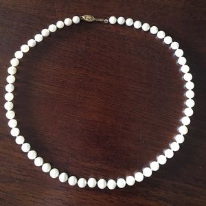 16" Genuine Pearl Necklace 14k Gold