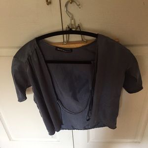 Blue Silk Tie Up Top