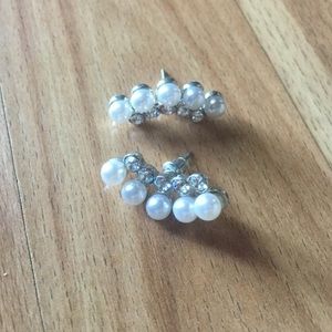 Rhinestone and pearl earrings