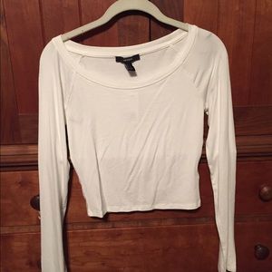Long sleeved white crop top