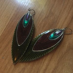 Peacock feather earrings