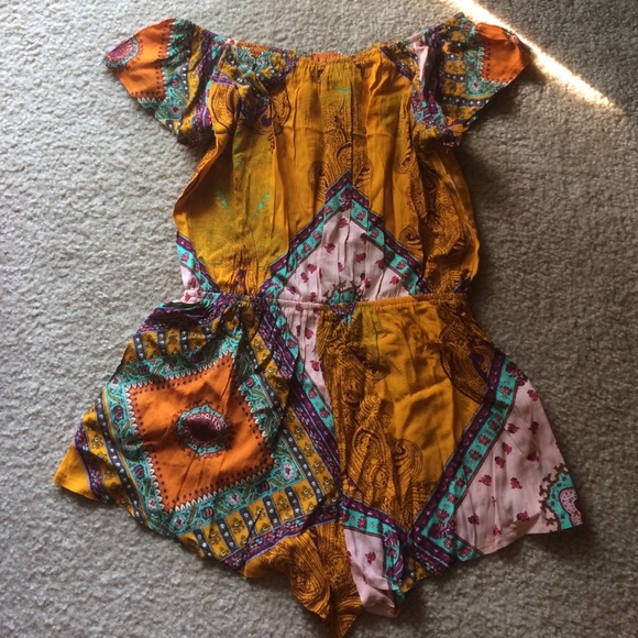 Orange Bohemian Print Romper