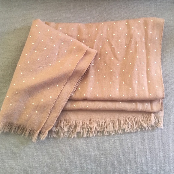 J.Crew 100% wool dusty rose with dots scarf