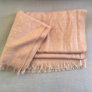J.Crew 100% wool dusty rose with dots scarf