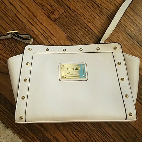 White studded cross body bag