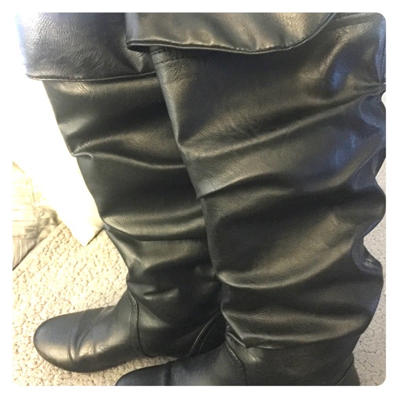 Black slouch boots, size 6 1/2