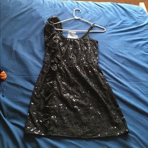 Black mini sequin cocktail dress