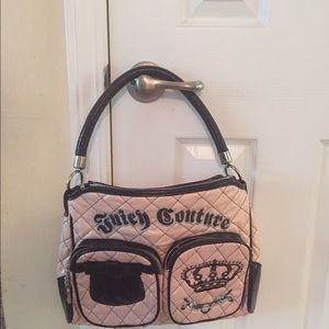 Pink & brown handbag with silver hardware.