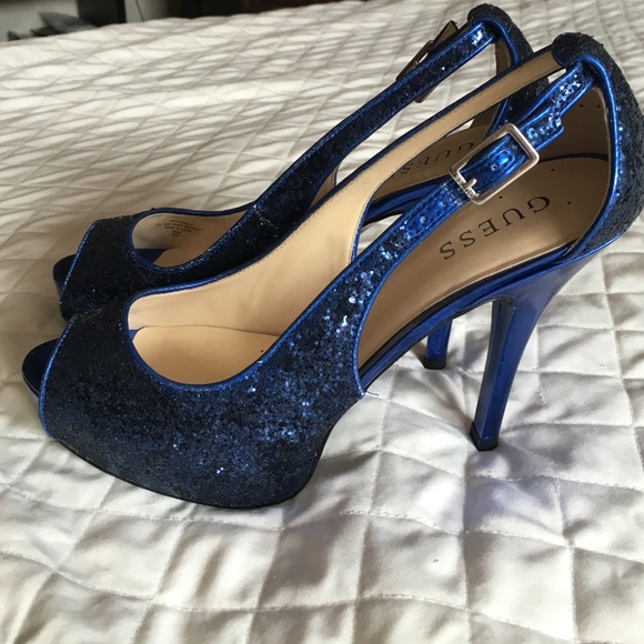 Guess sparkly peep toe heels