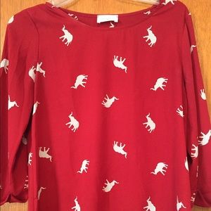 Red Elephant Printed Everly Blouse