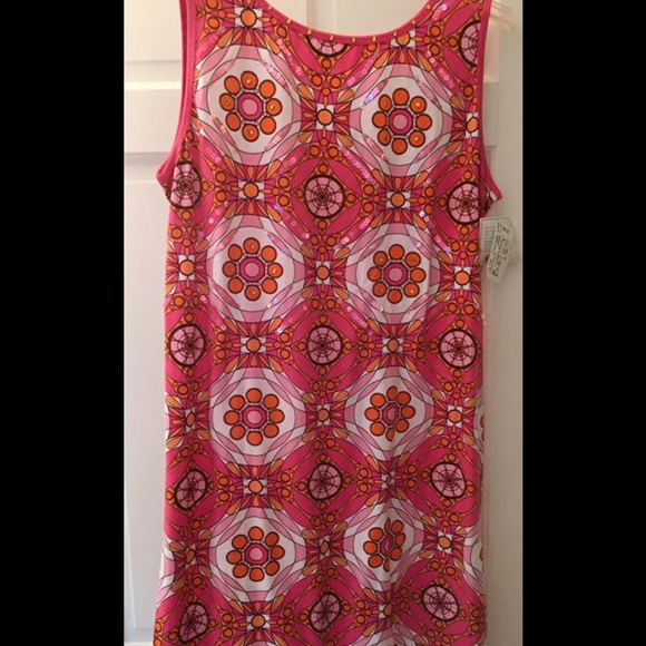 NWT pink, orange & white geometric dress.