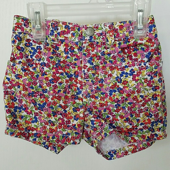 Colorful floral denim shorts