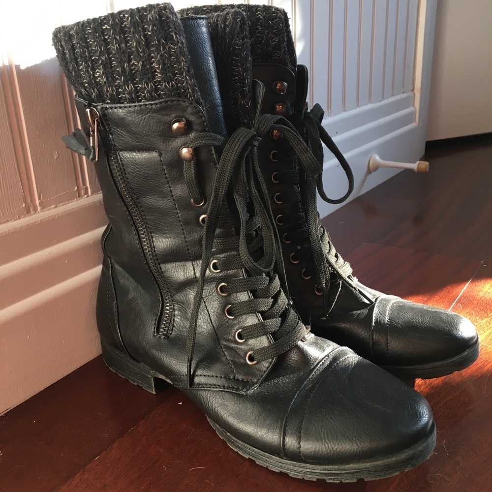 Black combat boots