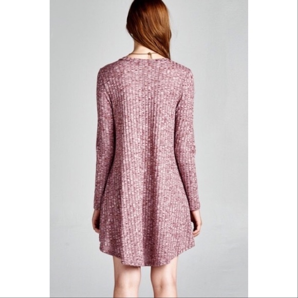 Mauve Round Neck Tunic Dress - Picture 2 of 4