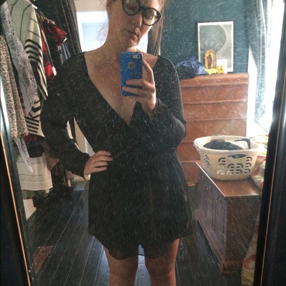 Nasty Gal Deep V Black Mini Dress