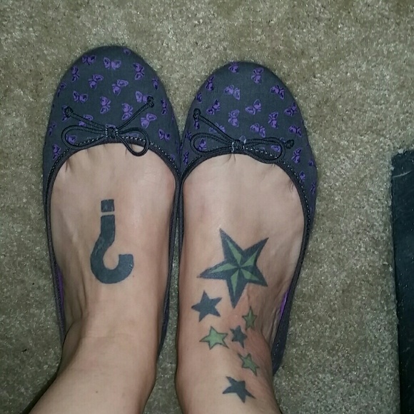 gap black and purple bow ballet flats