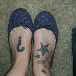 gap black and purple bow ballet flats