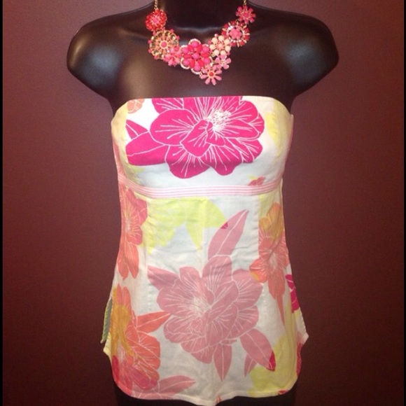 Express Floral strapless top.  Size 10. EUC.