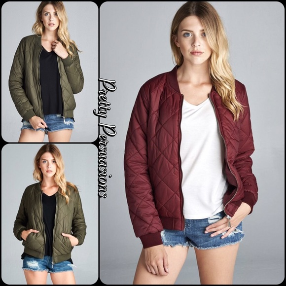 NWT Olive Green Quilted Bomber Jacket - Picture 6 of 6