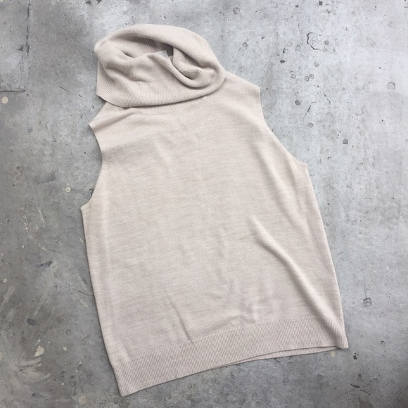 Designers Originals Sweaters - Designers Originals Beige Sleeveless Turtleneck Designers Originals Sweaters - Designers Originals Beige Sleeveless Turtleneck