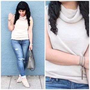Designers Originals Sweaters - Designers Originals Beige Sleeveless Turtleneck Designers Originals Sweaters - Designers Originals Beige Sleeveless Turtleneck