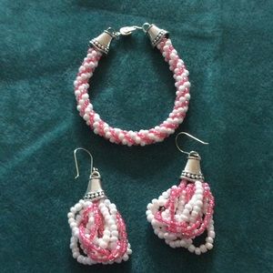 Handmade bracelet and earrings.