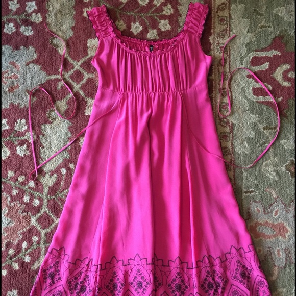 TAHARI PINK/BLACK SILK DRESS
