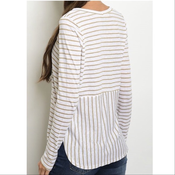 🆑 Sz S 5⭐️ Stripe Longsleeve Round Neck Tunic Top - Picture 2 of 2